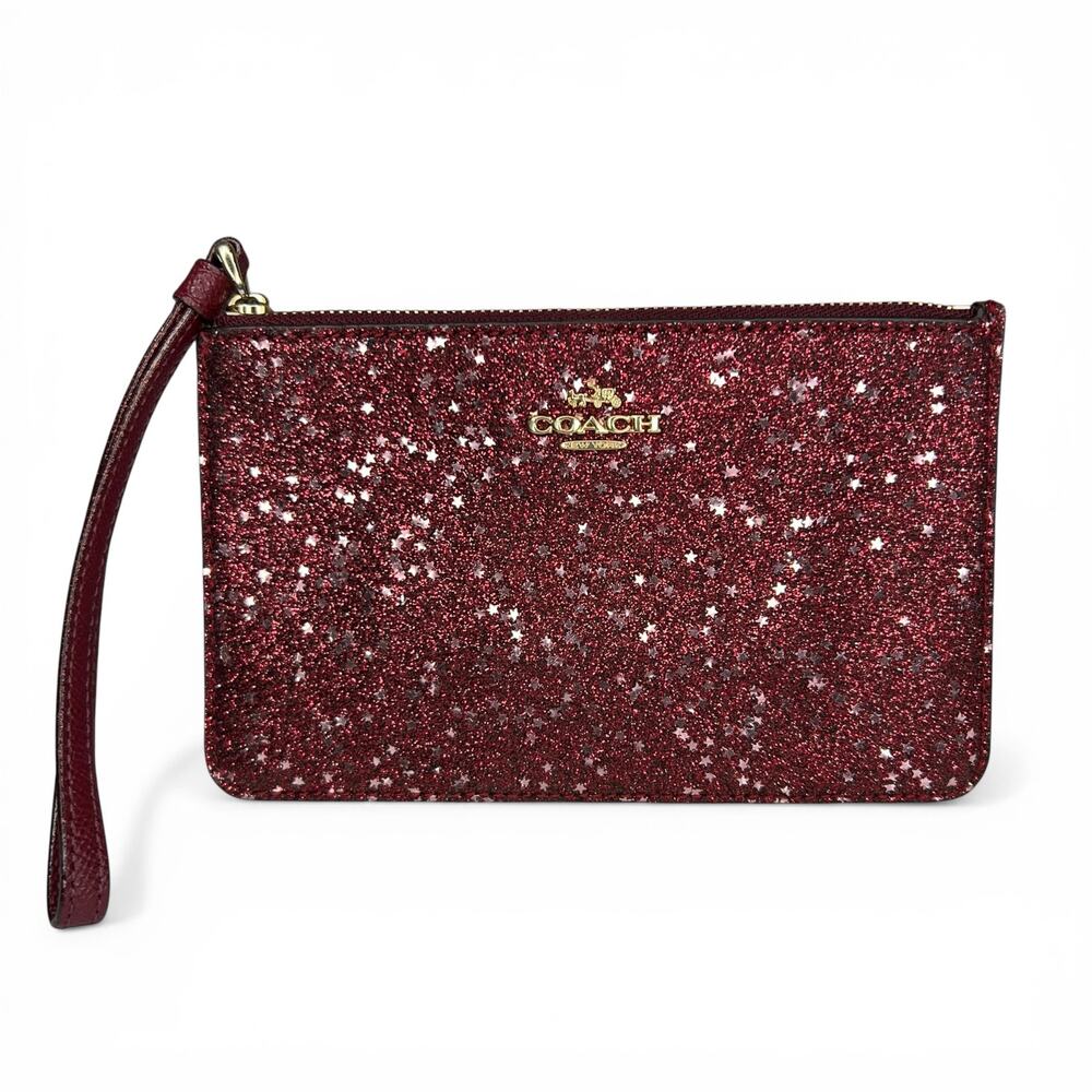 Coach Oxblood Red Star Glitter Small Zip Wristlet - EUC - Picture 3 of 6